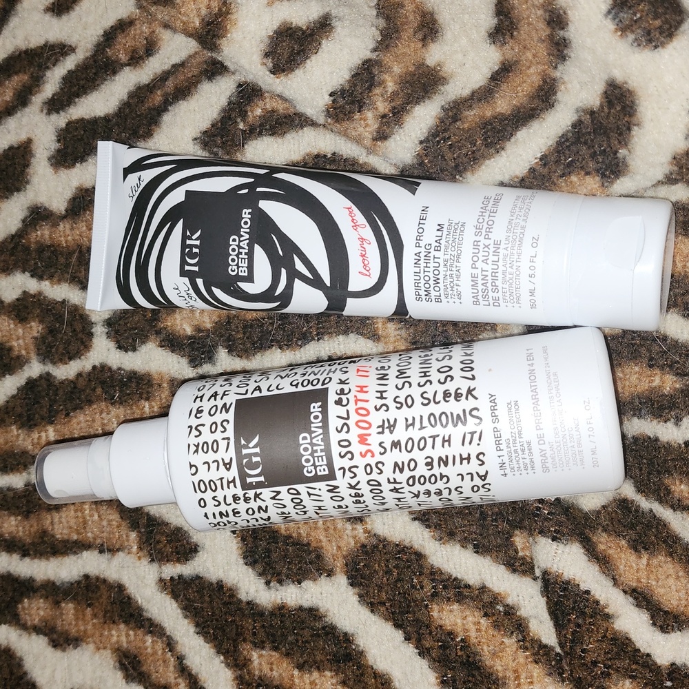 IGK GOOD BEHAVIOR 4IN1 PREP SPRAY AND SPIRULINA SMOOTHING BALM